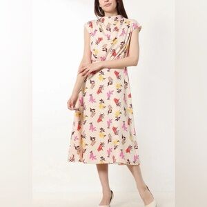 Ann Taylor Cream Midi Floral Dress, Size 10, Great Condition!